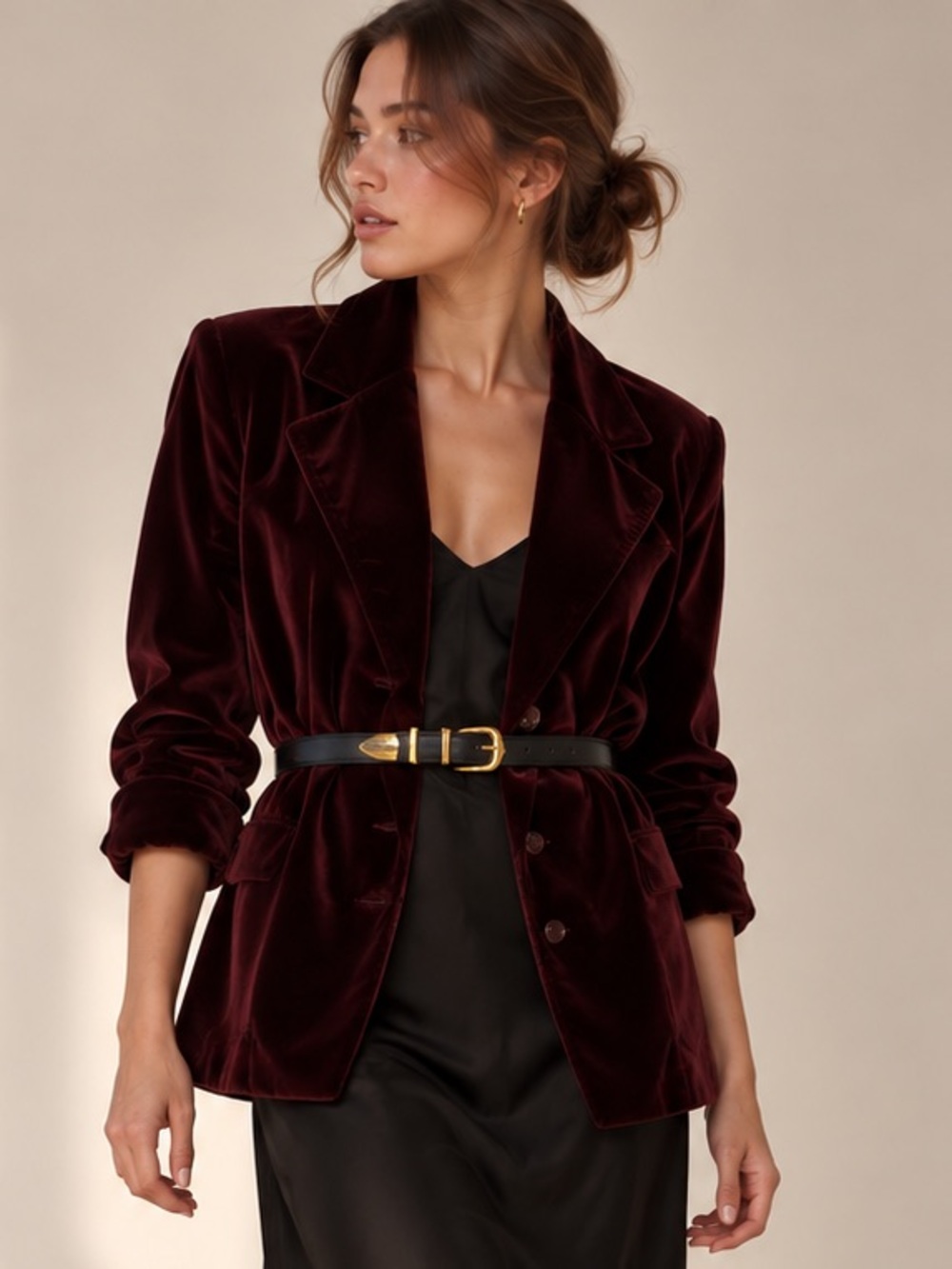 OXBLOOD CRUSHED VELVET SMOKING JACKET